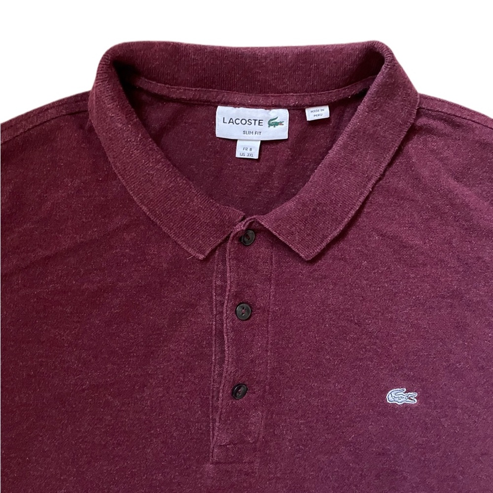 COPY - *Lacoste* Polo Maroon, Red, Cotton shirt SZ XL, Slim Fit